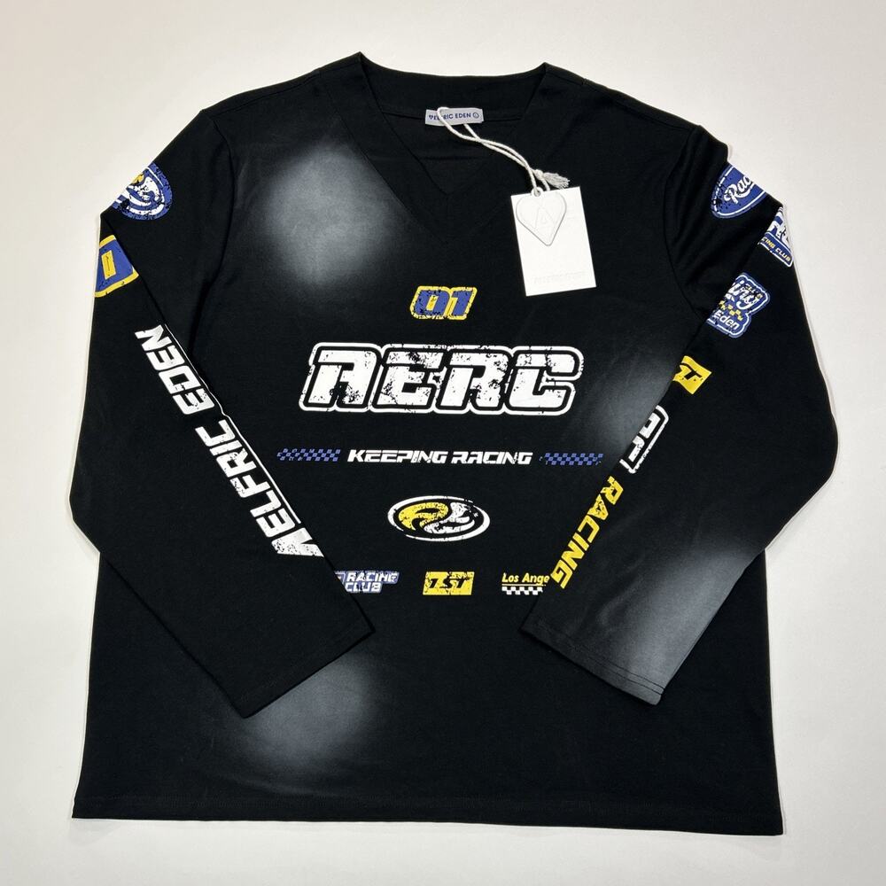 Aelfric Eden Racing Jersey Mens Large NWT Long Sleeve Graphic V Neck Streetwear